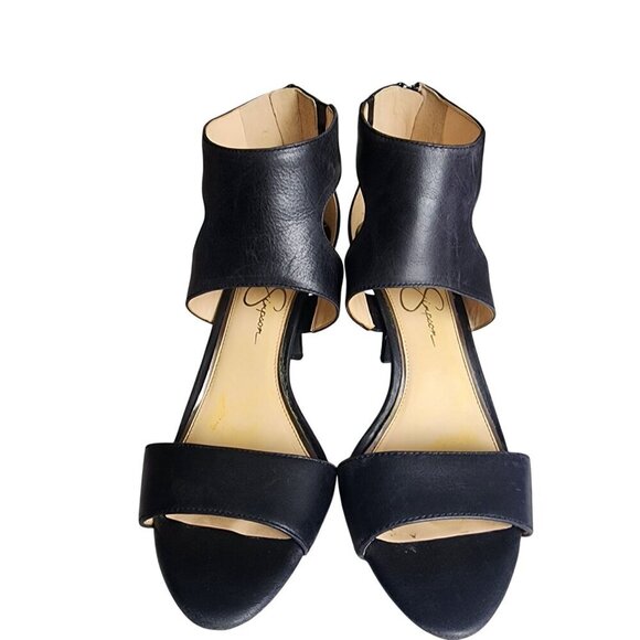 Jessica Simpson Genuine Leather Open-Toe Heels With Ankle Straps Black Size 8.5M - Picture 5 of 16